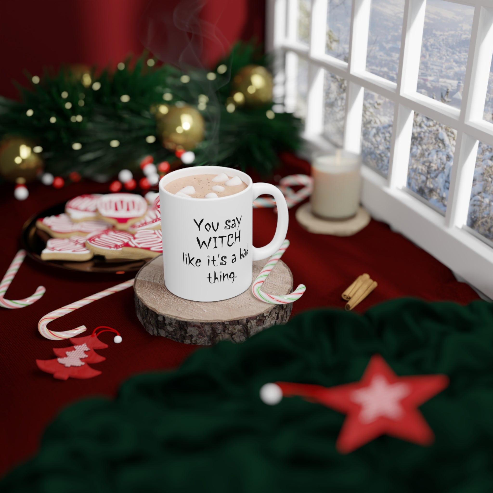 White Ceramic Mug - You Say Witch