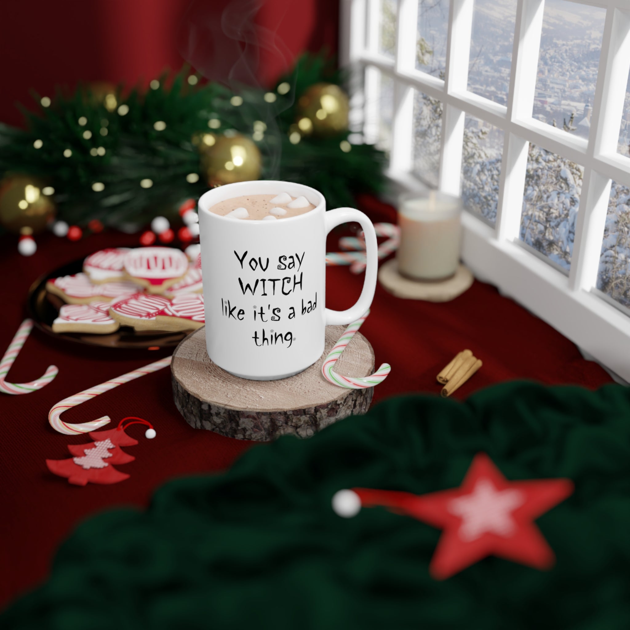 White Ceramic Mug - You Say Witch